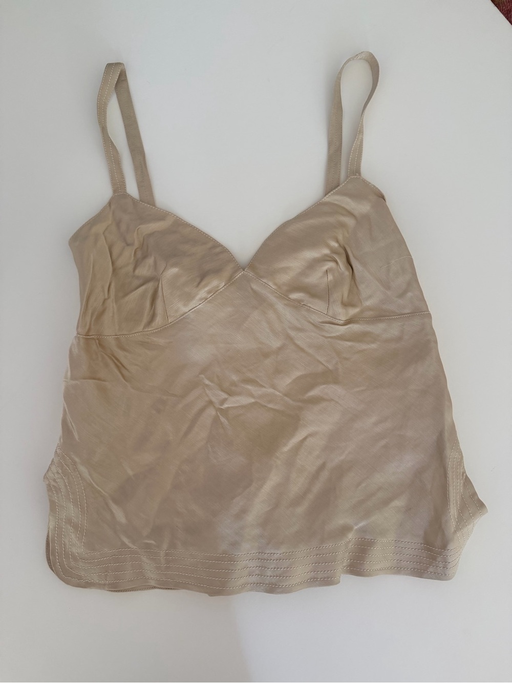 Max Studio Blush Satin-Linen Camisole